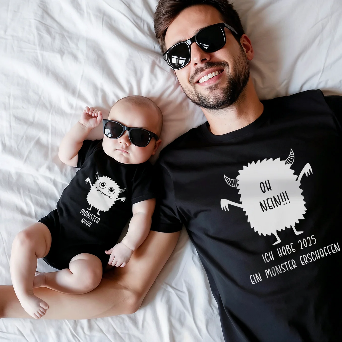 Duo assorti personnalisé Papa & Bébé « Monstre »