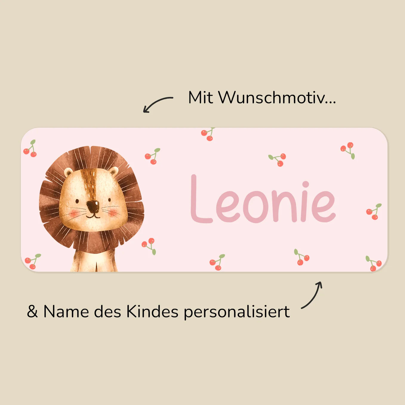 Personalisierte Namensaufkleber "Wunschmotiv" (Gratis)