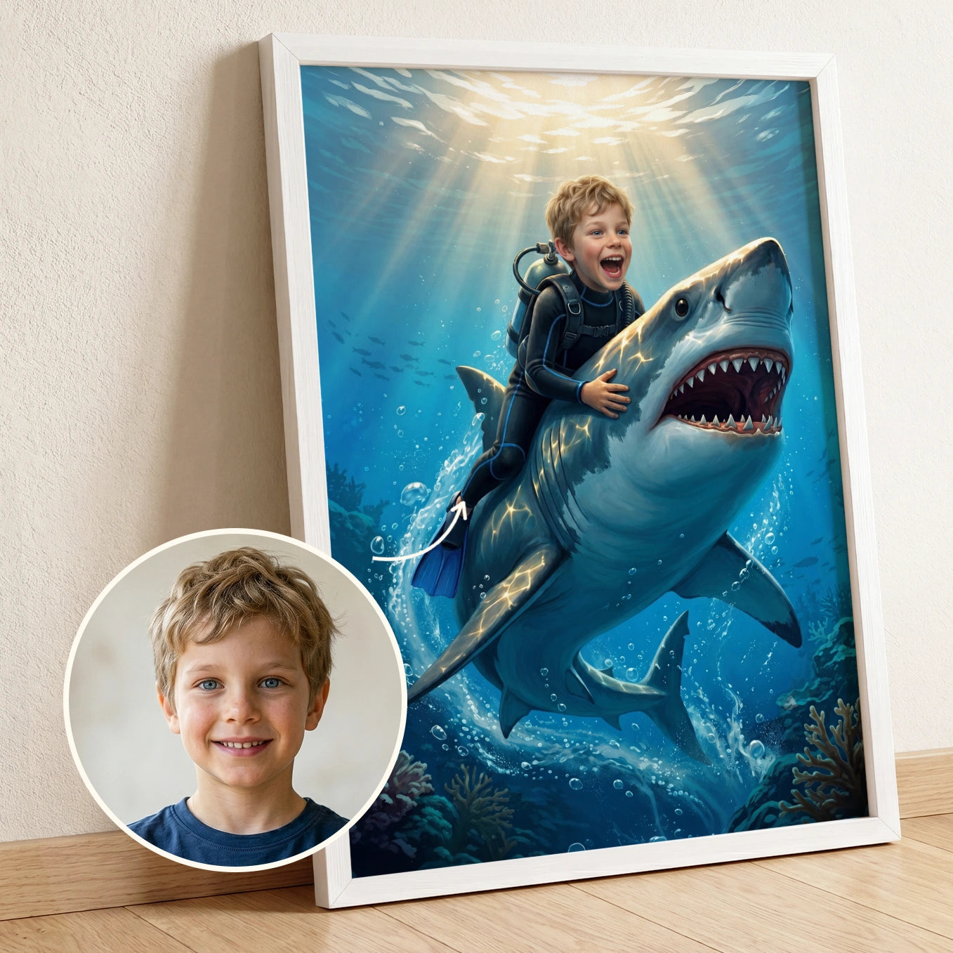 Affiche personnalisé pour enfant "Requin"