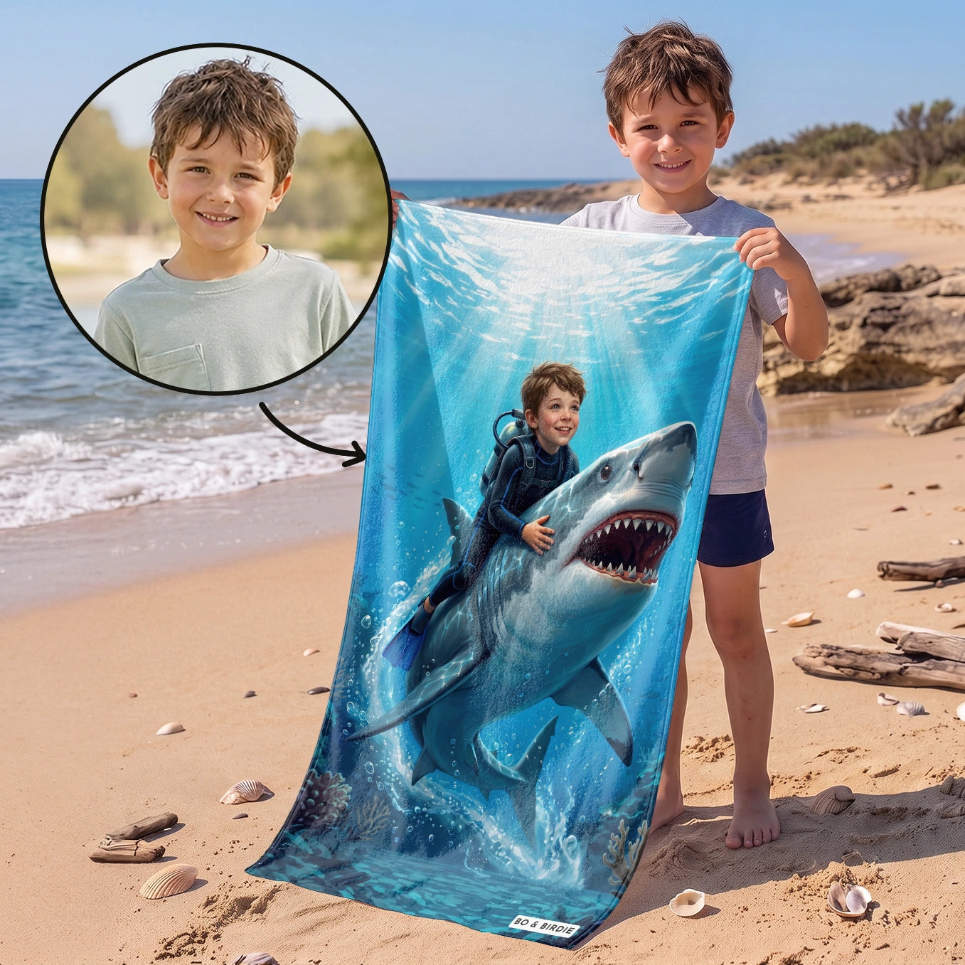 Serviette de plage personnalisée "Requin"