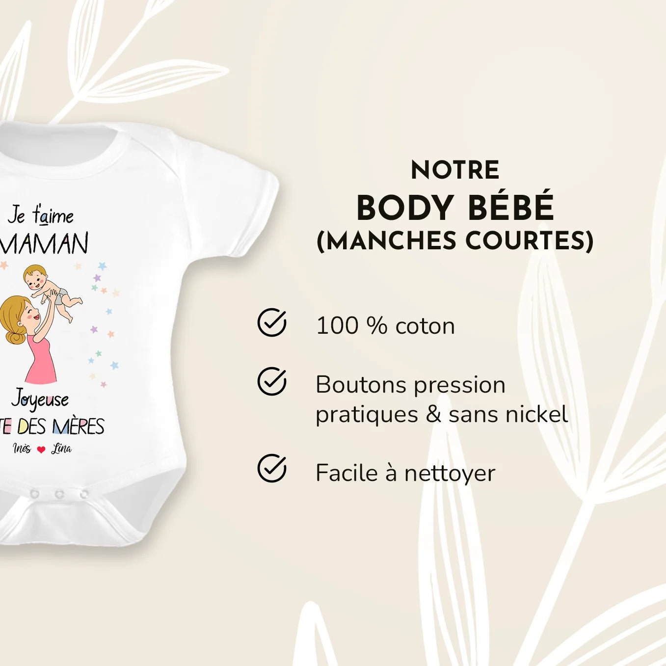 Body bébé personnalisé « Je t’aime »