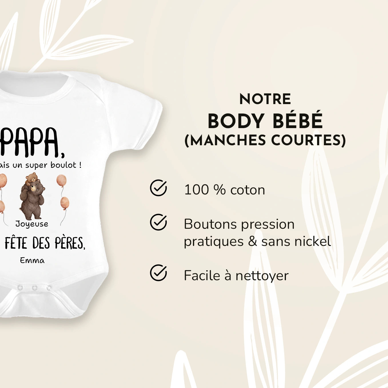 Body bébé personnalisé « Ourson »