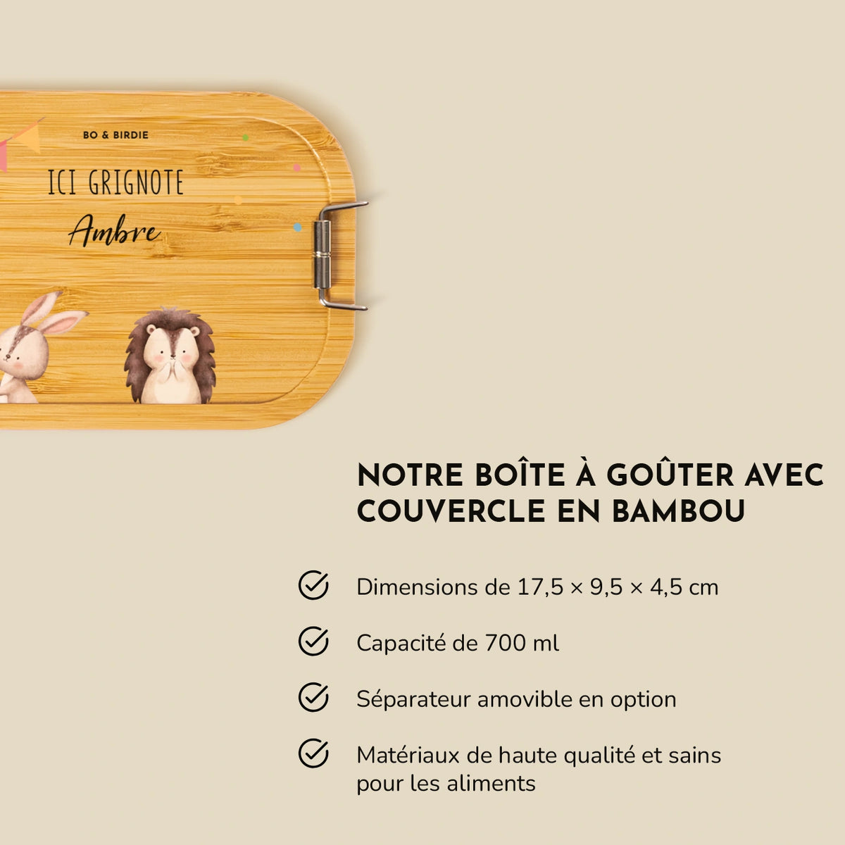 Lunch box personnalisée avec couvercle en bambou « Confettis » — Vue 5 market_france