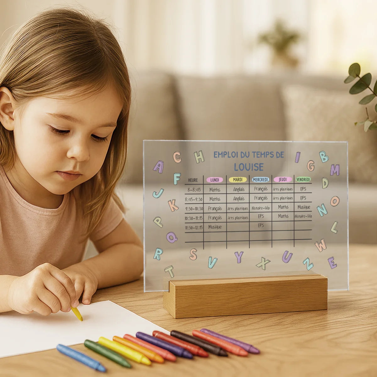 Emploi du temps personnalisé en verre acrylique — Vue 3 market_france