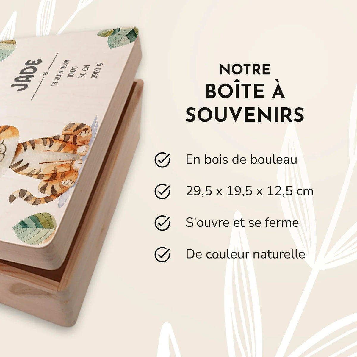 Boîte à souvenirs en bois personnalisée « Animal préféré » — Vue 3 market_france