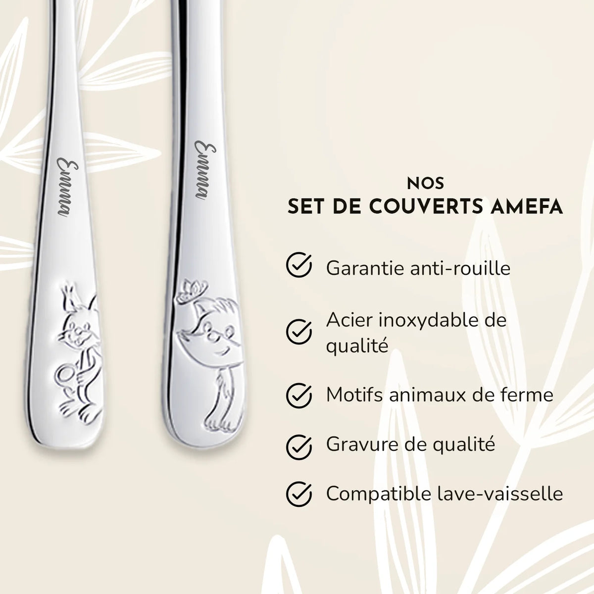 Couverts enfants Amefa personnalisés « Animaux de la forêt » — Vue 3 market_france