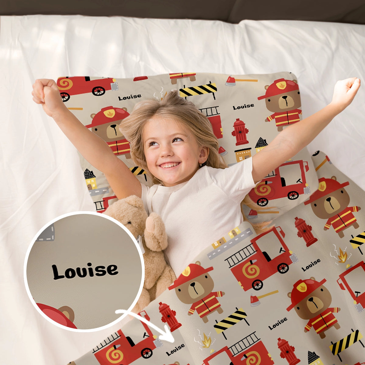 Parure de lit personnalisée pour enfant « Pompiers » market_france