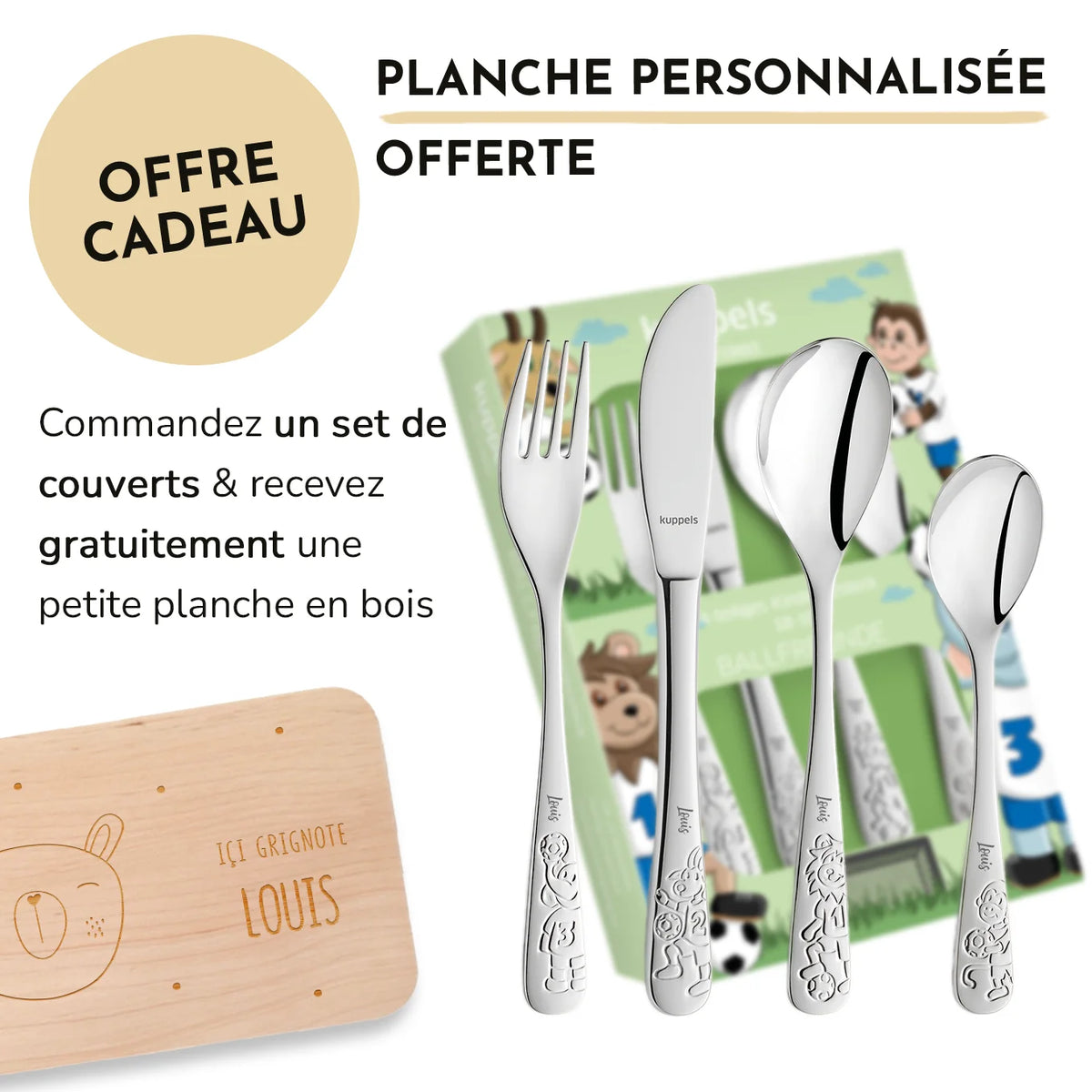Couverts enfants Amefa personnalisés « Football » market_france