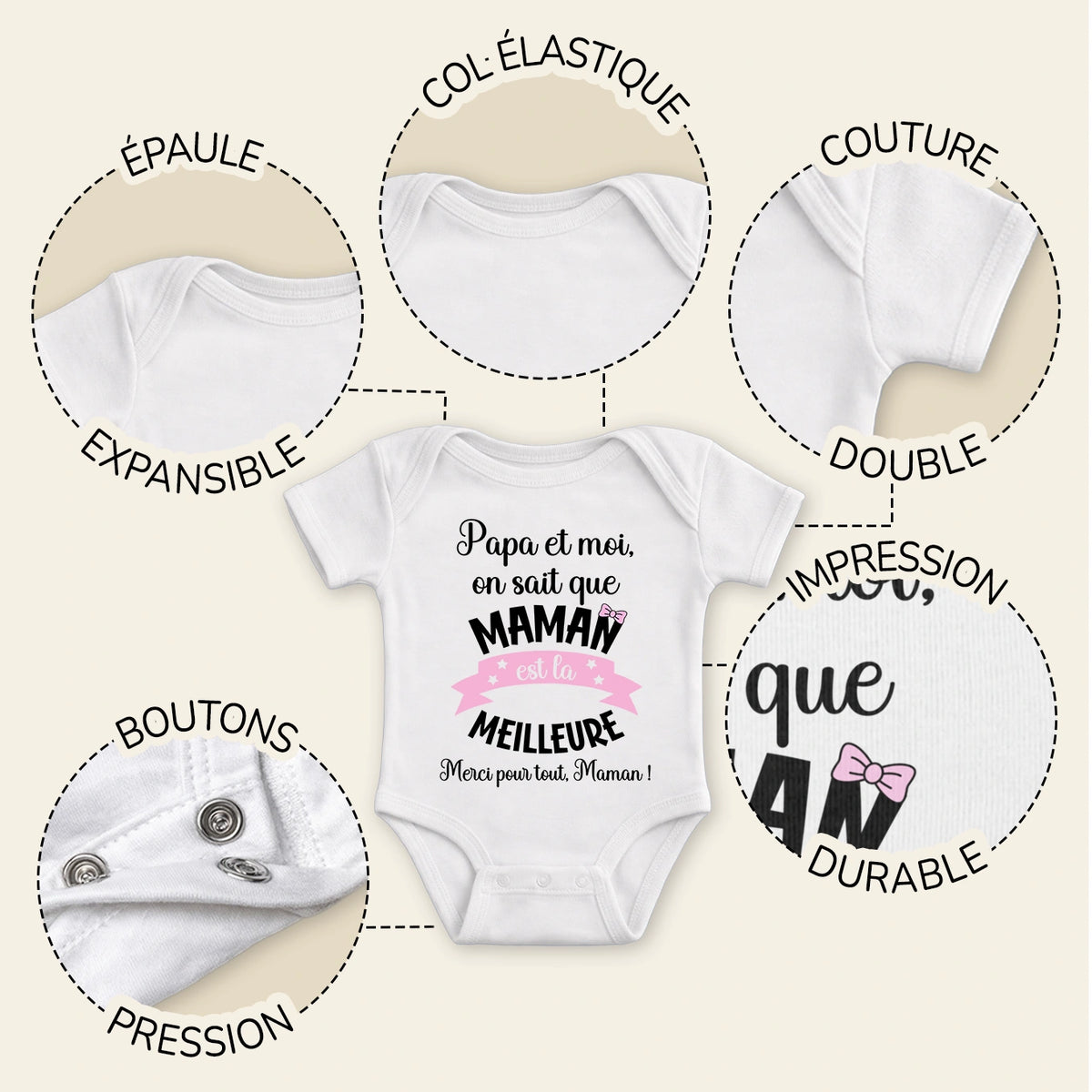 Body bébé personnalisé « Maman, la meilleure » — Vue 9 market_france