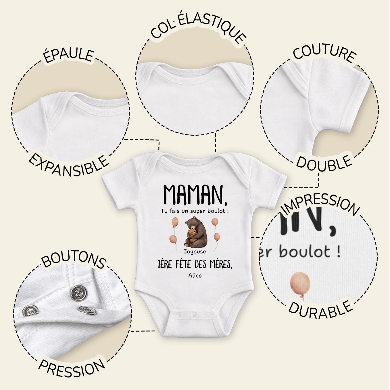 Body bébé personnalisé « Ourson »