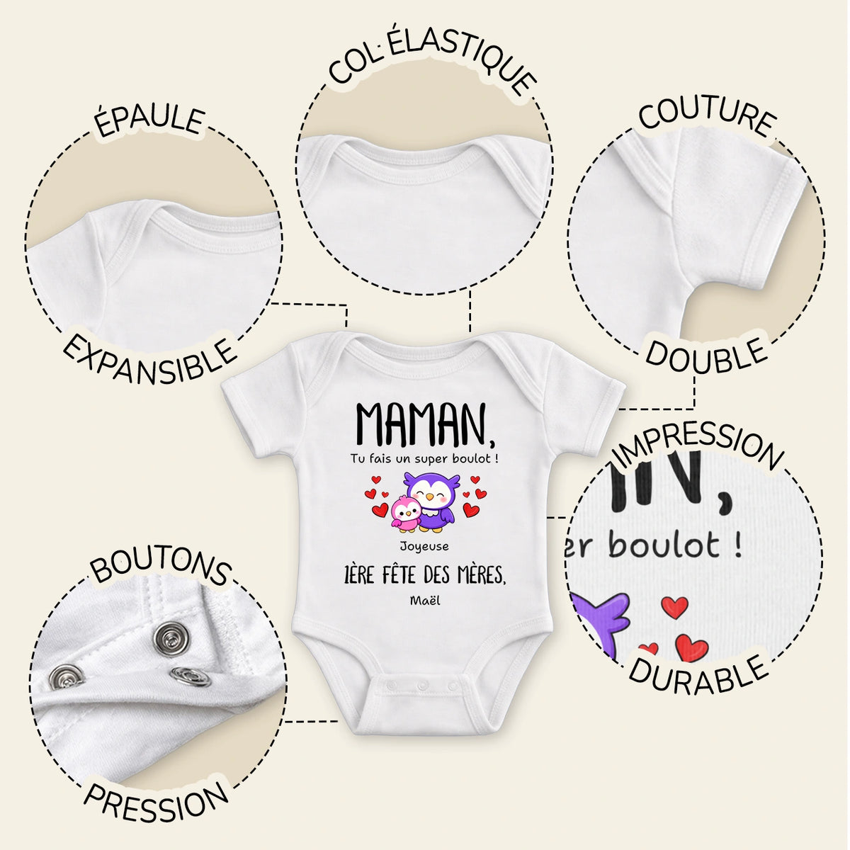 Body bébé personnalisé « Fête des Mères » — Vue 6 market_france