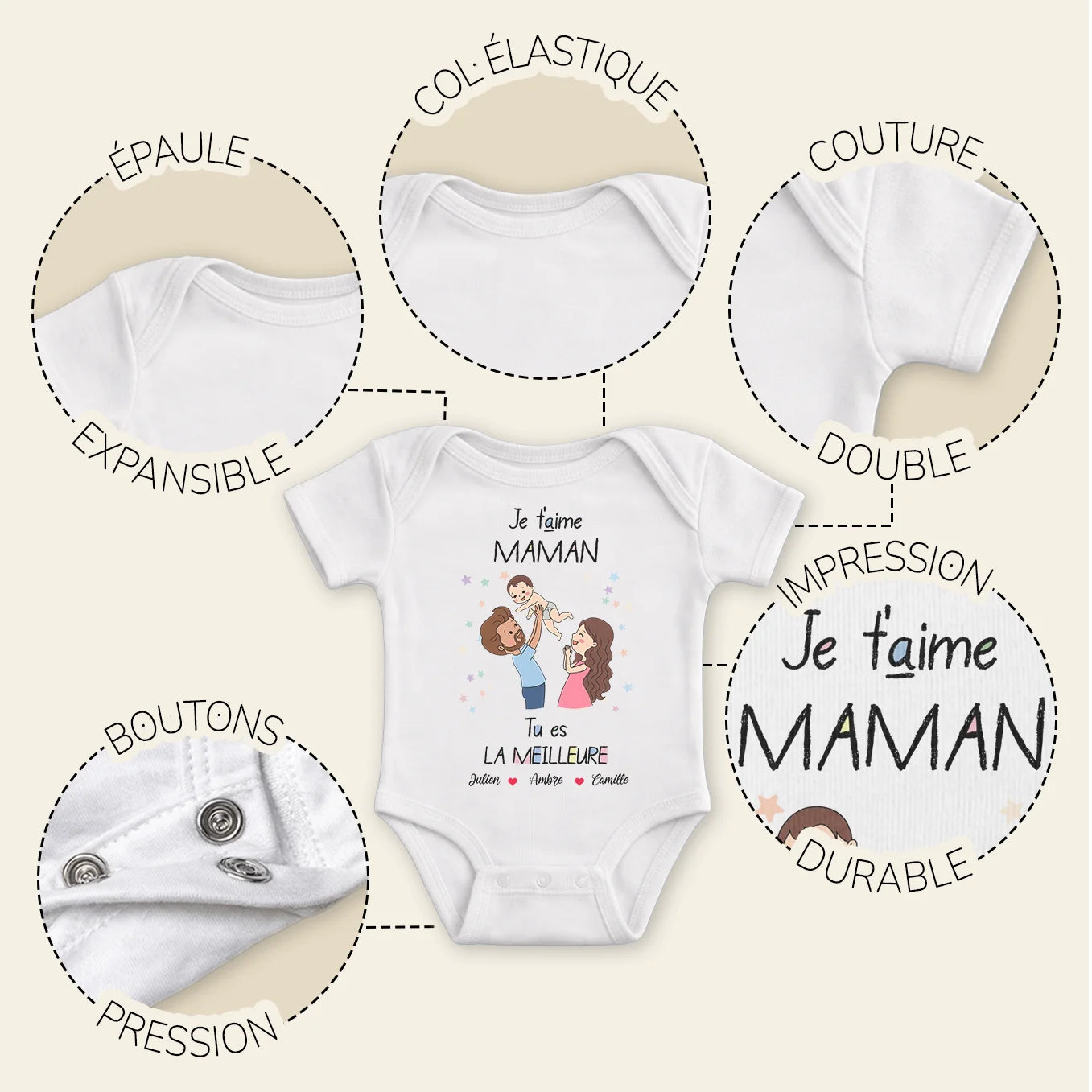 Body bébé personnalisé « Je t’aime »