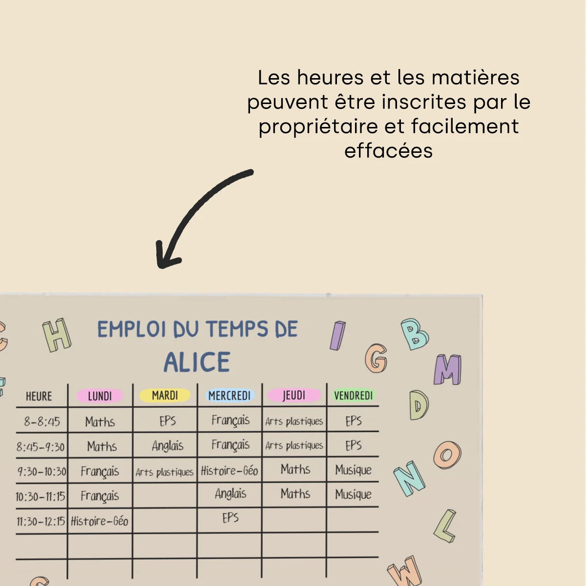 Emploi du temps personnalisé en verre acrylique — Vue 5 market_france