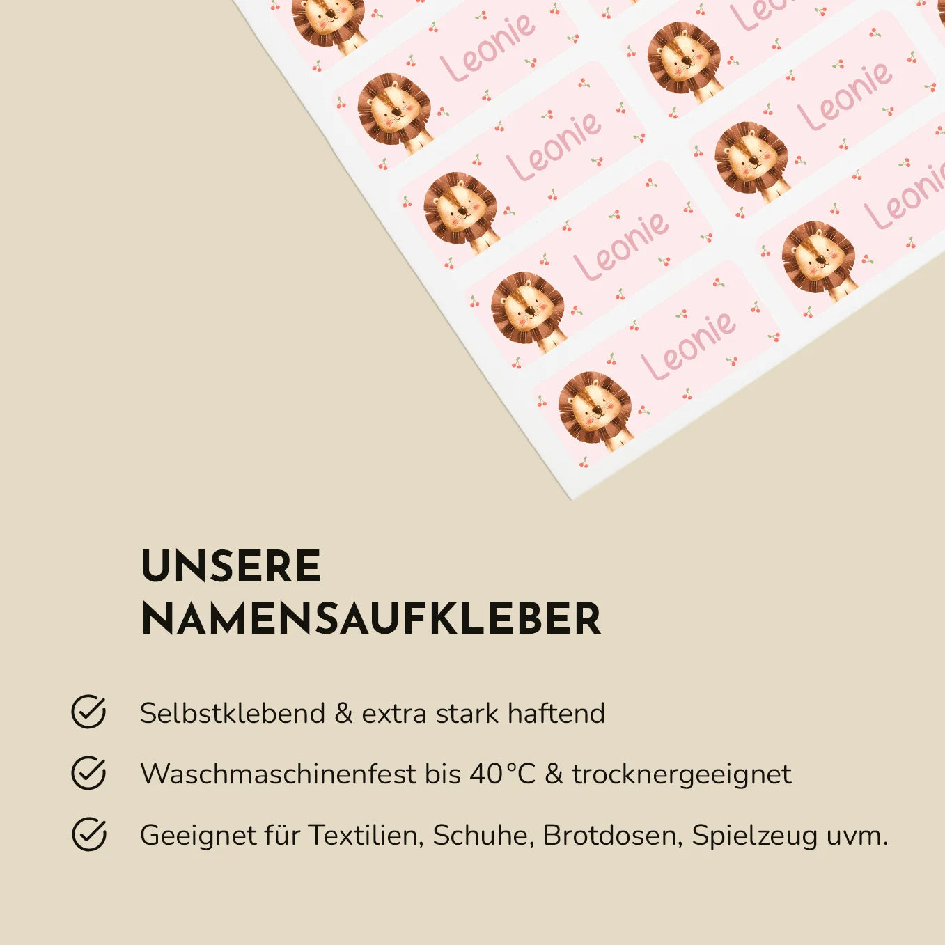 Personalisierte Namensaufkleber "Wunschmotiv" (Gratis)