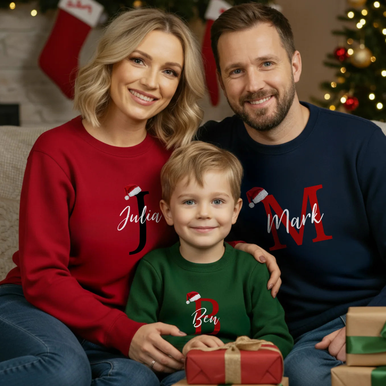 Personalisierter Partnerlook Sweater "Weihnachtsmütze"