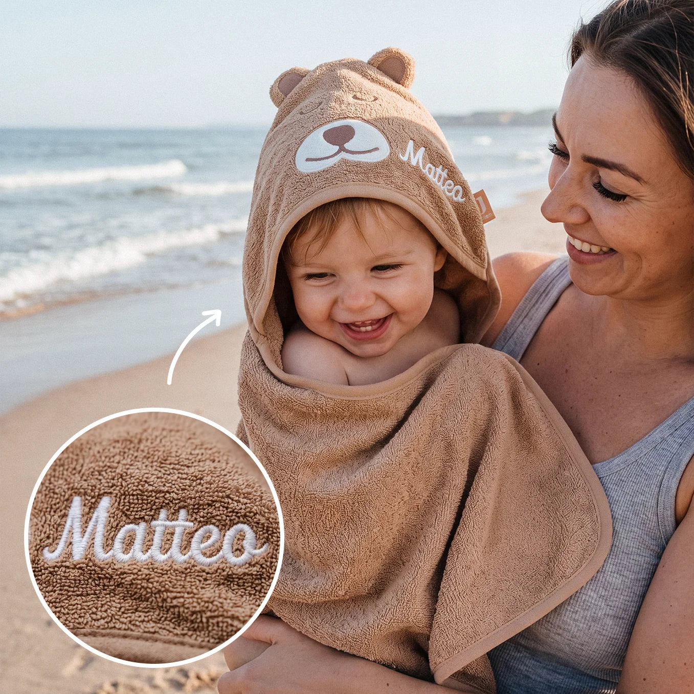 Cape de bain personnalisée "Ours" avec broderie