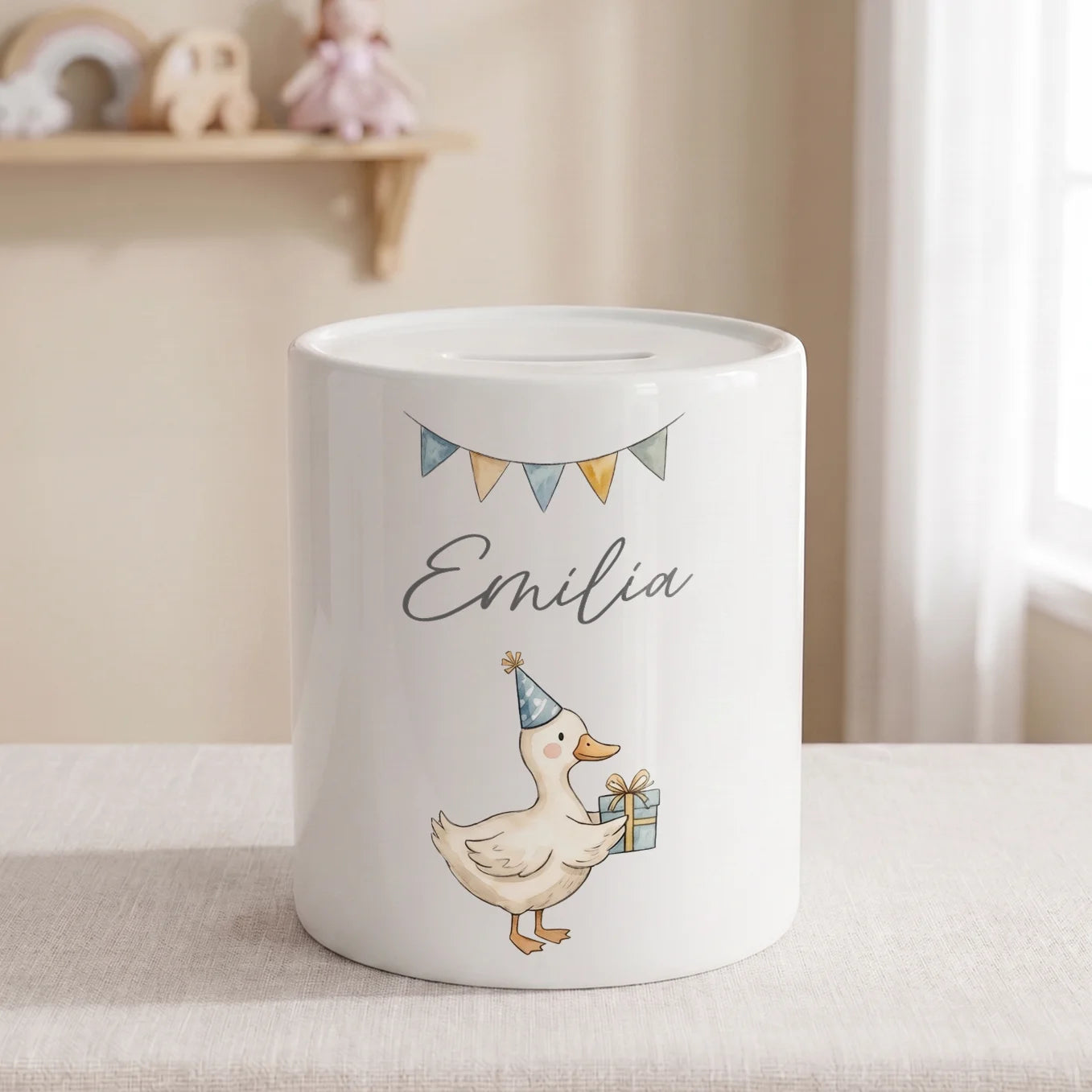 Tirelire en céramique personnalisée "Aquarelle"