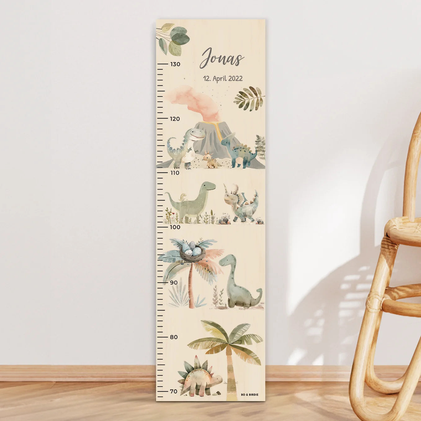 Personalisierte Messlatte "Boho Dinosaurier"