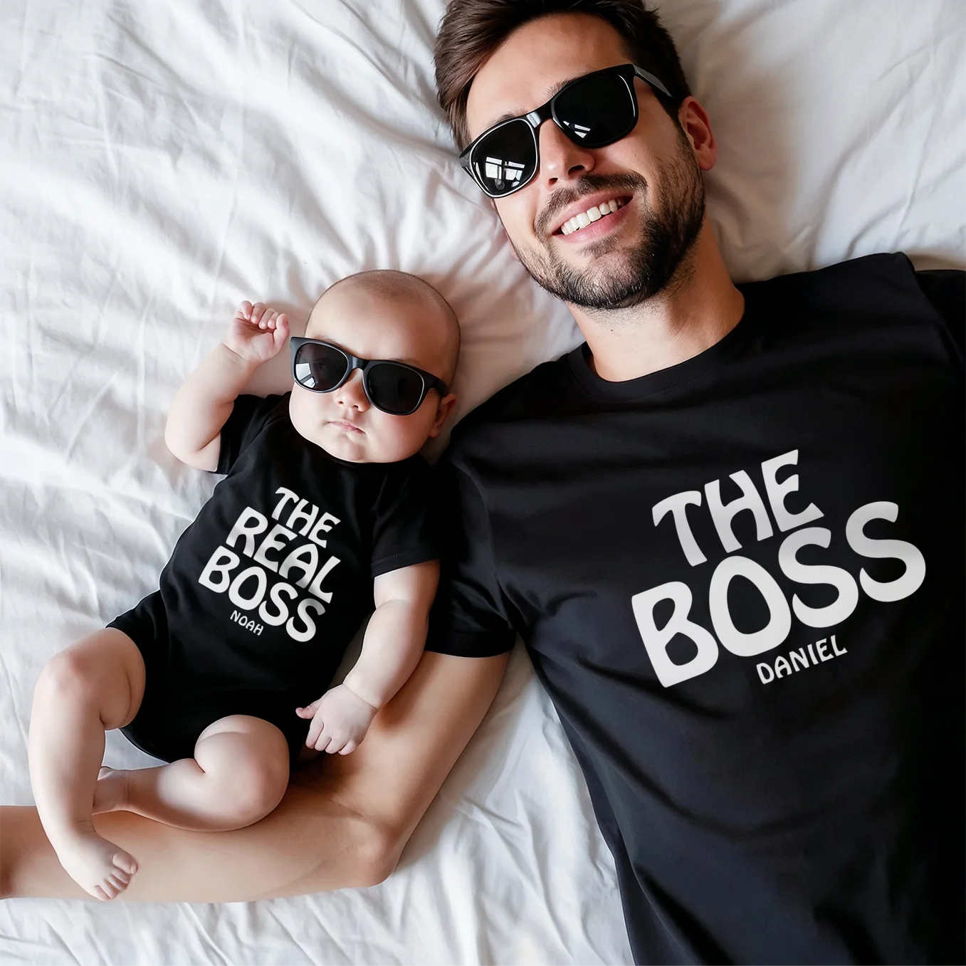 Look assorti personnalisé Papa & Bébé "The Boss"