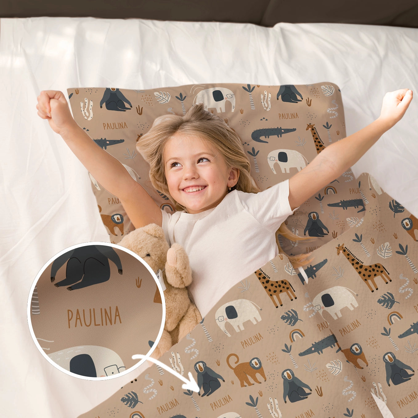 Parure de lit pour enfant personnalisée « Savane »