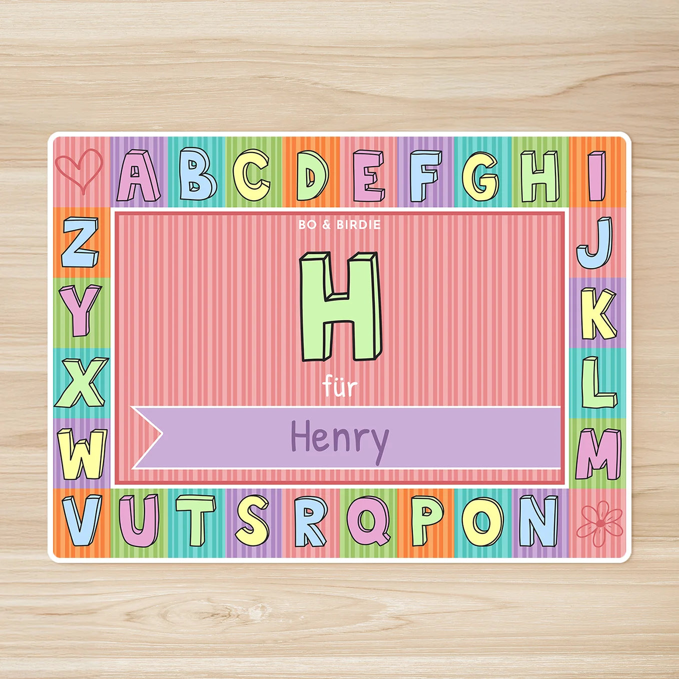 Personalisierte Tischunterlage "Alphabet"