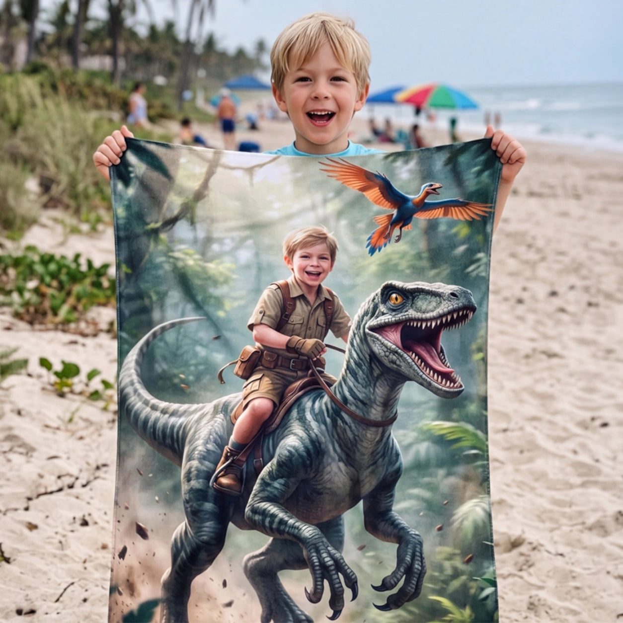 Serviette de plage personnalisée "Dino"