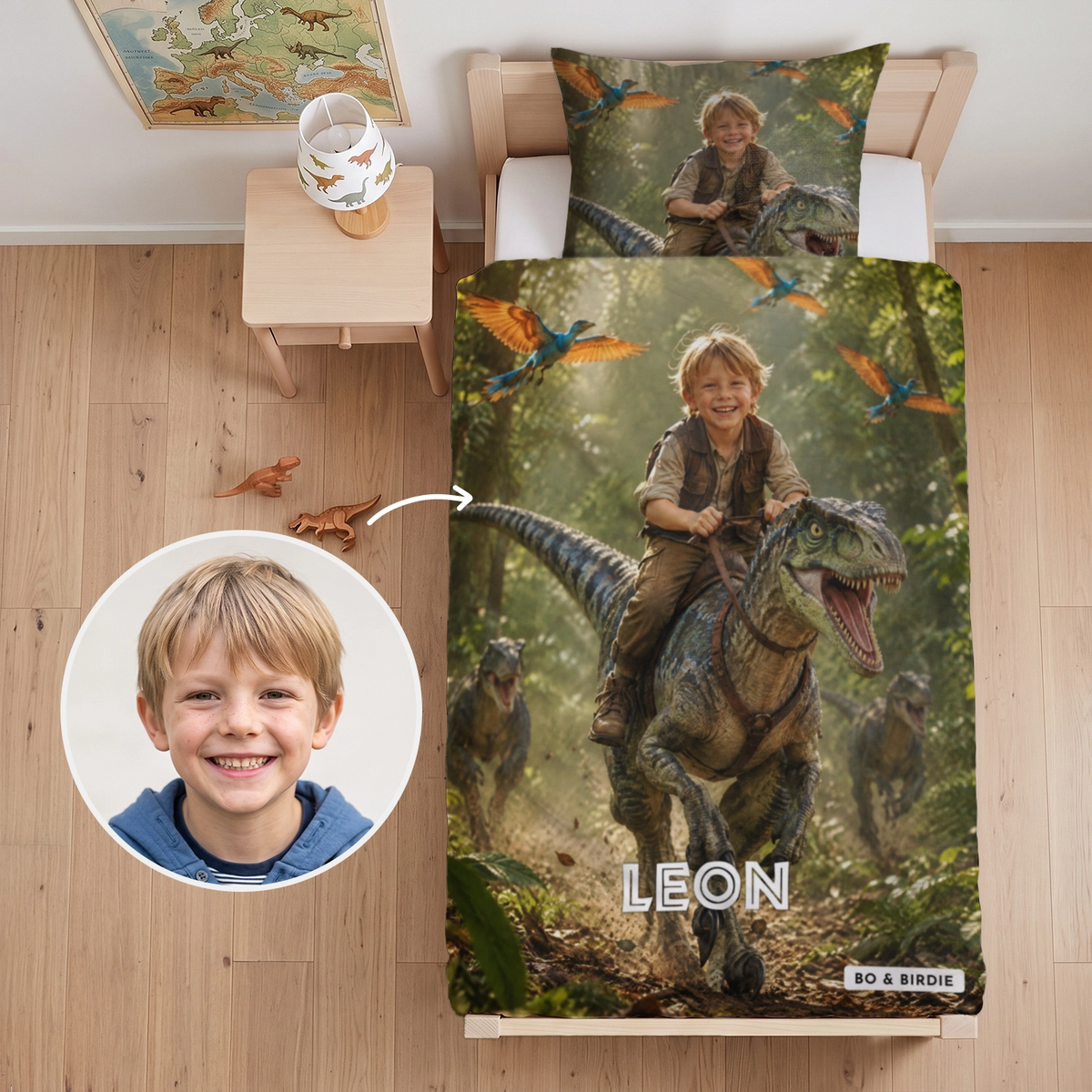Linge de lit personnalisé "Dino"