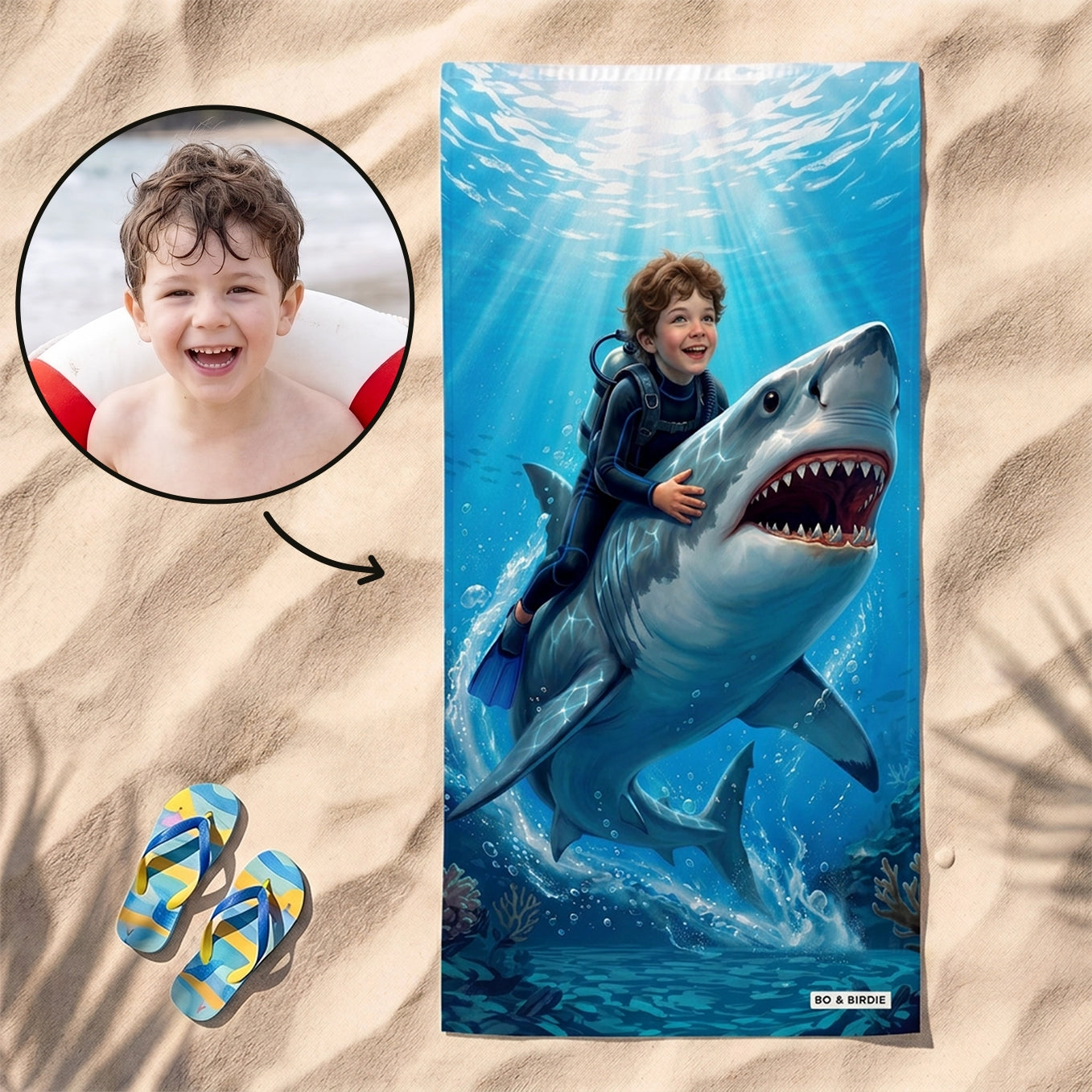 Serviette de bain personnalisée "Requin"