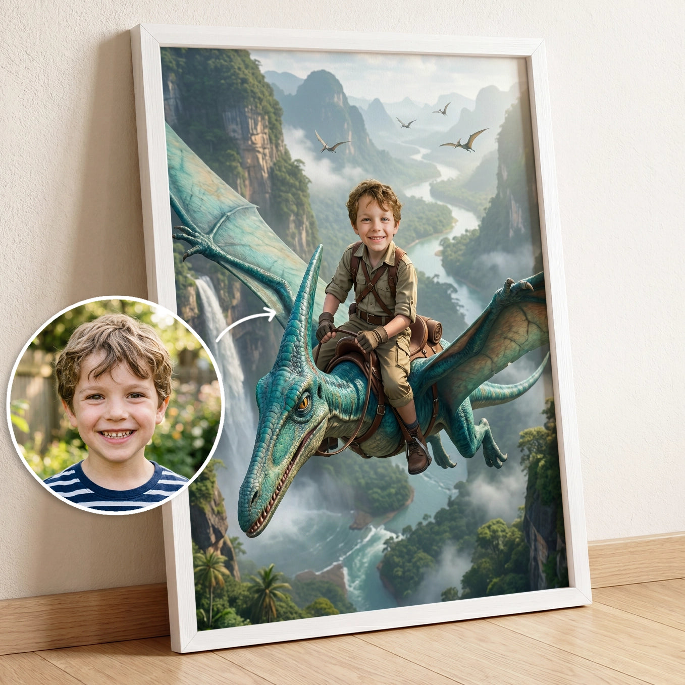 Affiche Enfant Personnalisé "Dino Volant" 