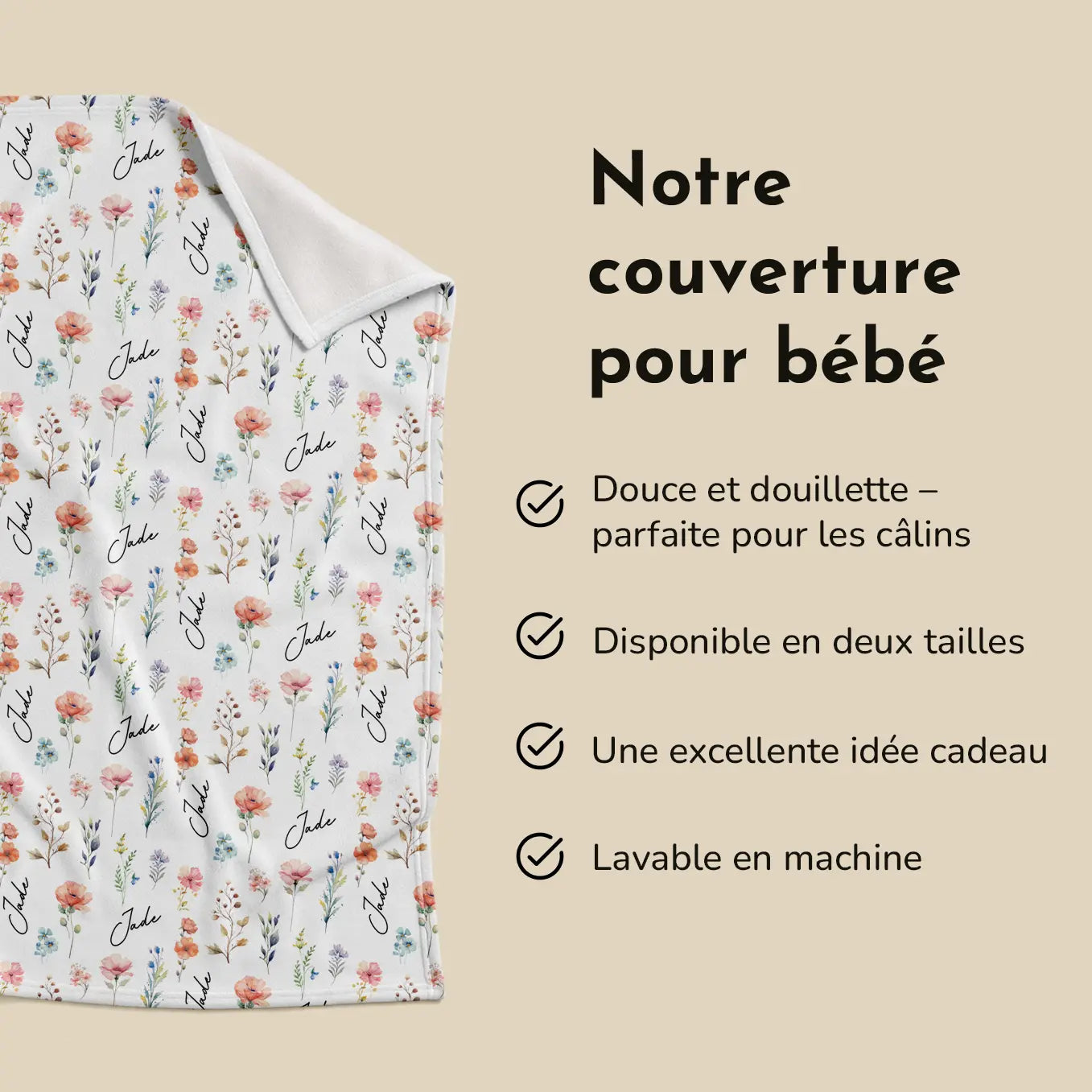 Couverture Bébé Personnalisée « Petites Fleurs »