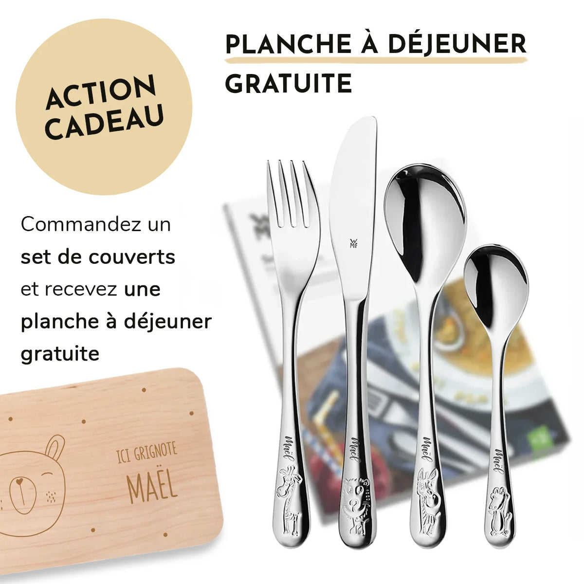Couverts pour enfants avec gravure