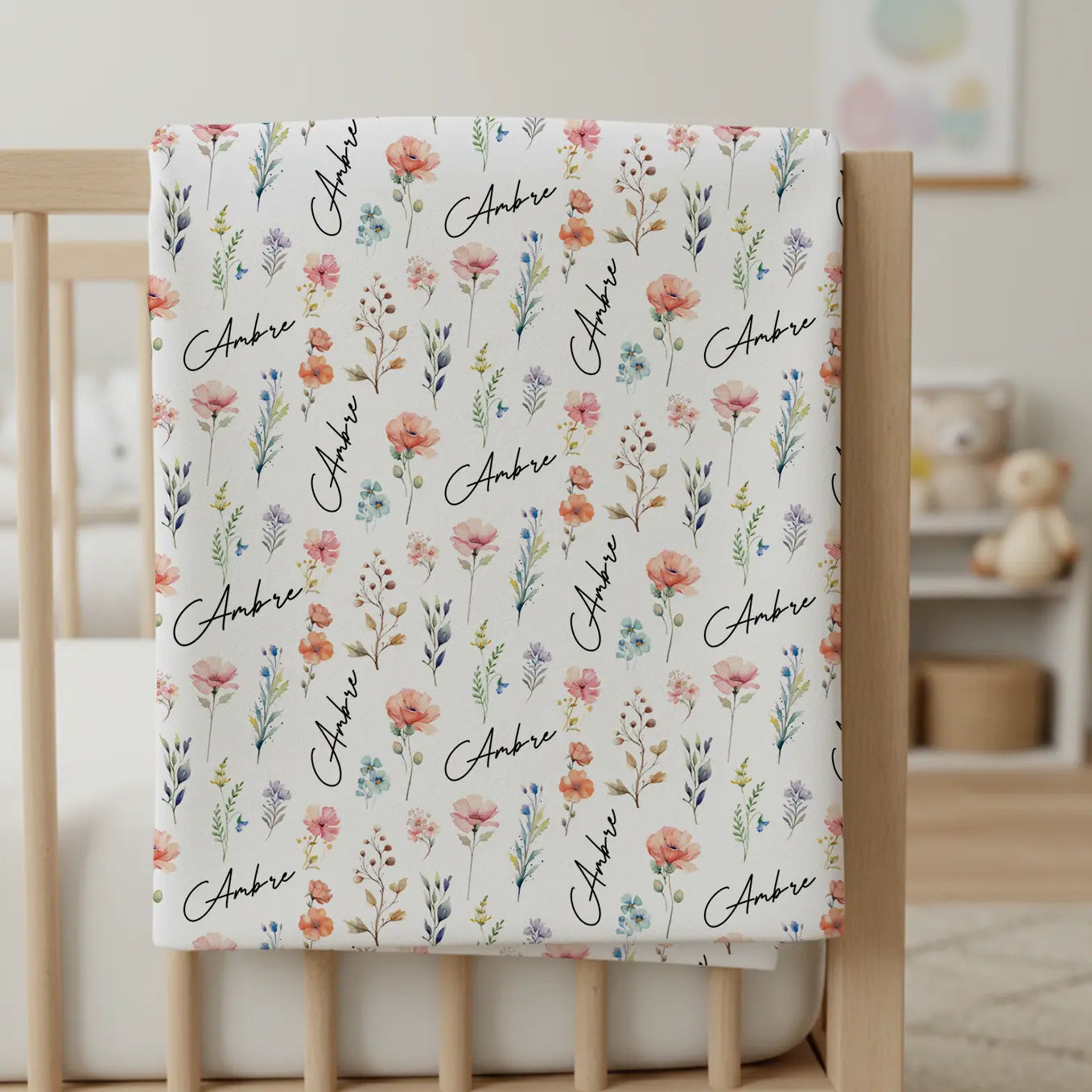 Couverture Bébé Personnalisée « Petites Fleurs »